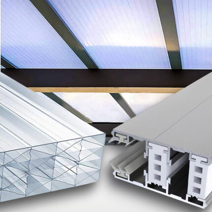 Wintergarten Dachhaut Stegplatten 25 mm 5M Struktur klar Polycarbonat | Alu-Alu Thermo Komplettset